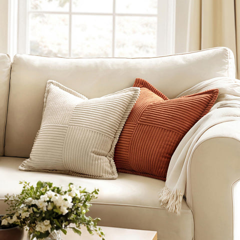 Funda MIULEE con rayas patchwork para sofá o cama.