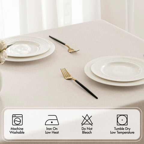 Miulee funda de mesa beige rectangular con detalle de borde hueco.