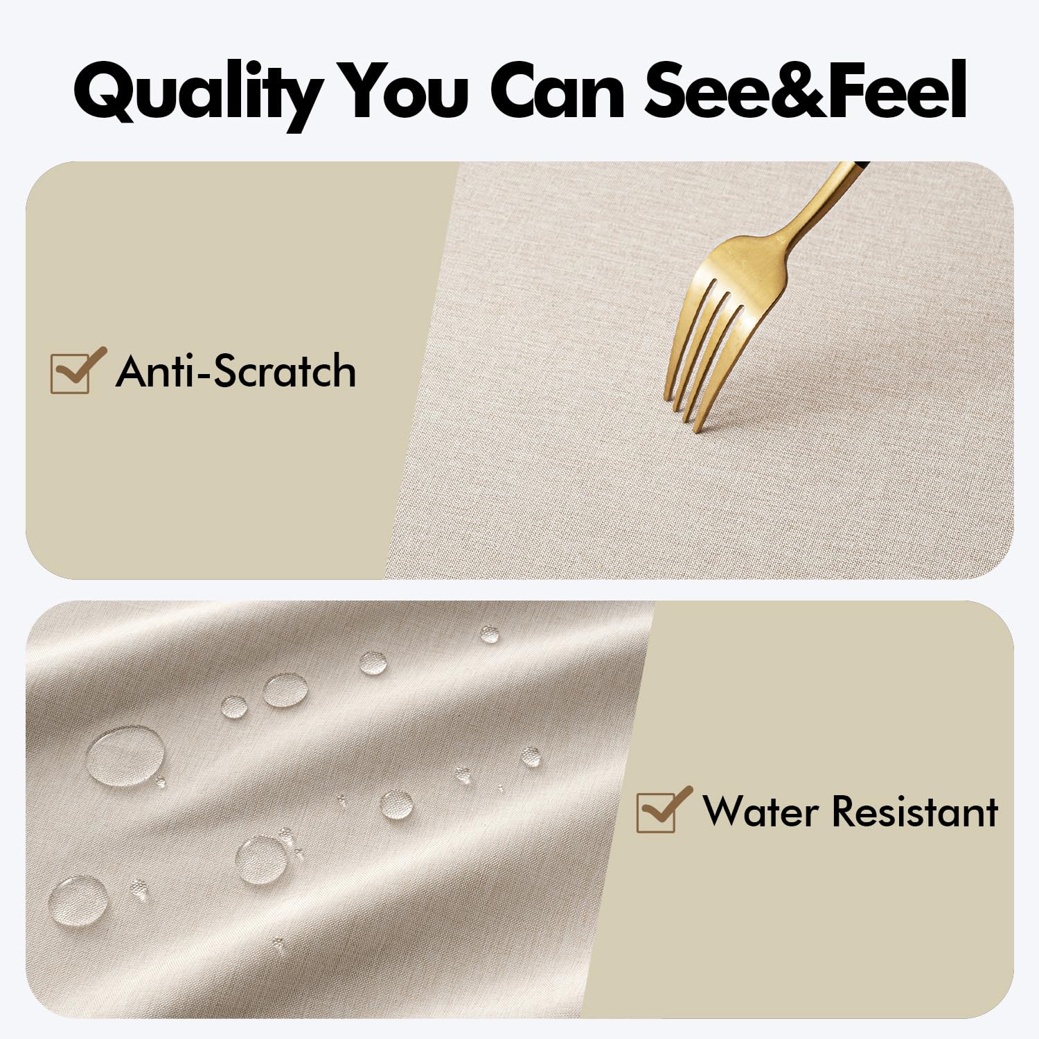 Miulee funda de mesa beige rectangular para 8 a 10 comensales.