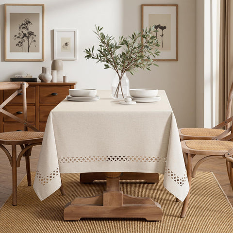 Miulee funda de mesa beige rectangular ideal para Navidad y eventos al aire libre.