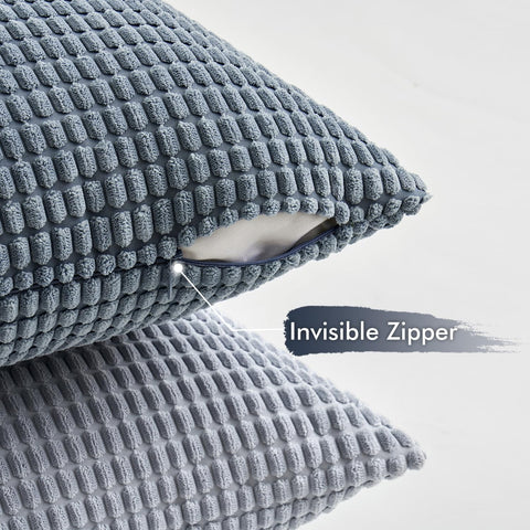 MIULEE funda almohada azul corduroy para sala de estar, añade textura táctil.
