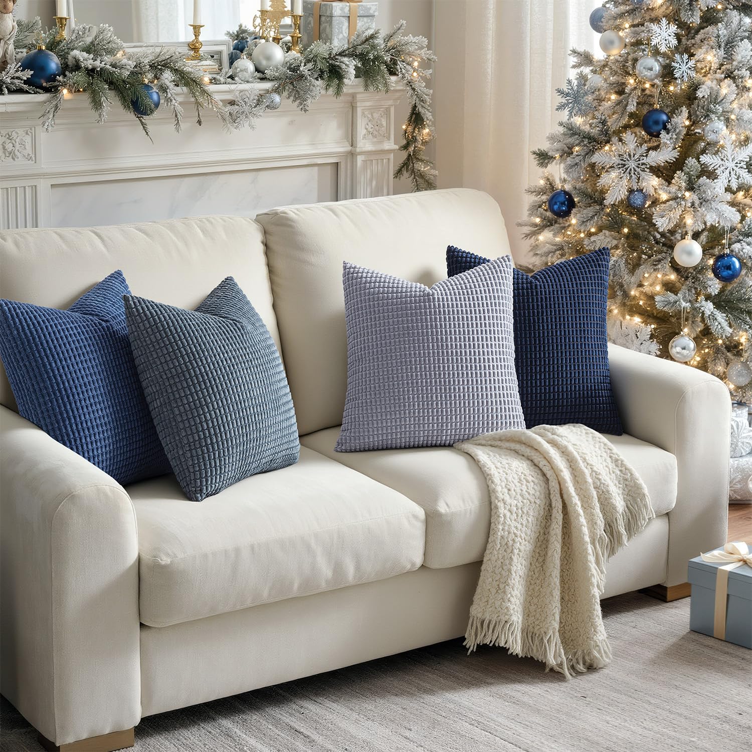 MIULEE funda almohada azul para sofá, ideal para renovar ambiente sin esfuerzo.