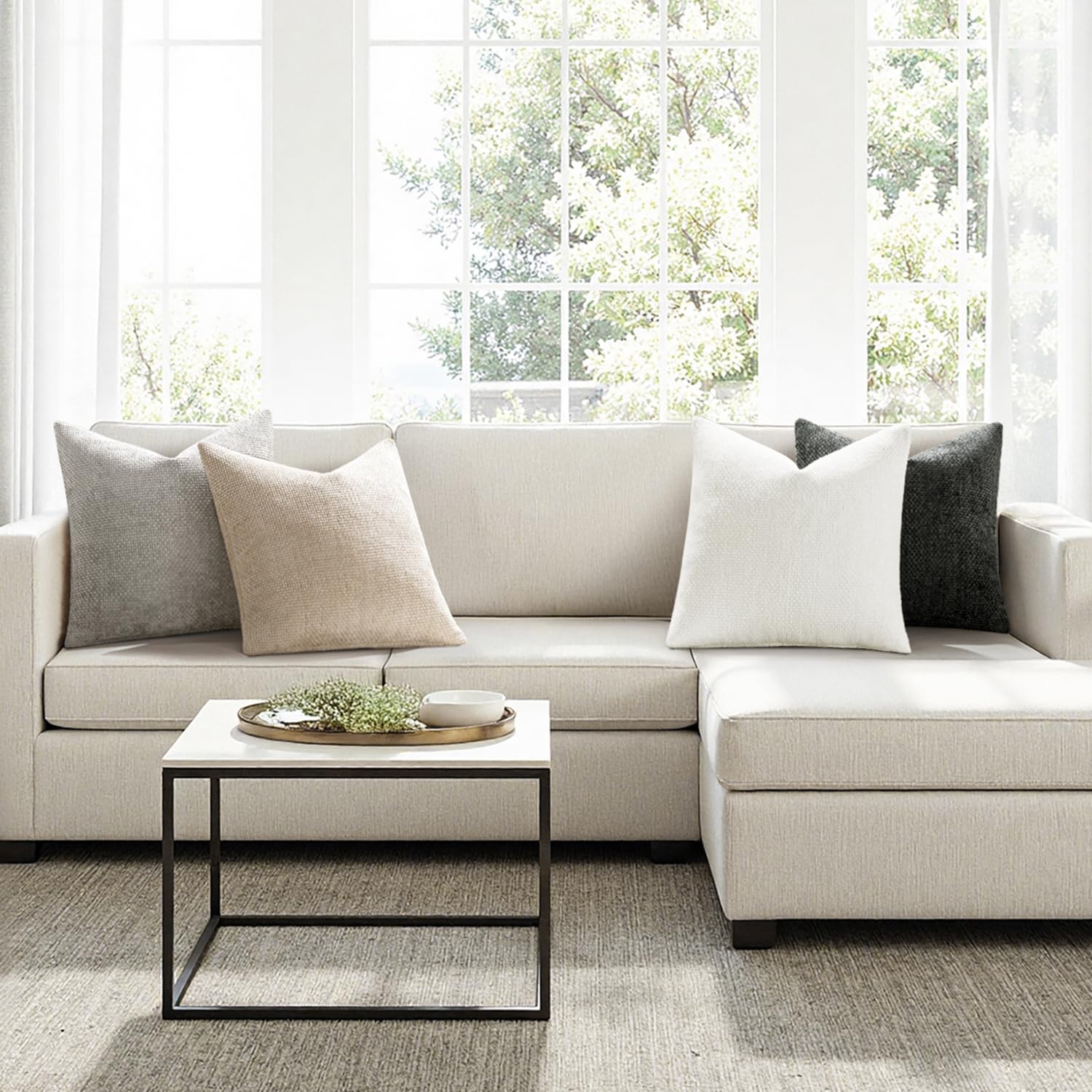 Funda decorativa para sala con estilo boho gris MIULEE