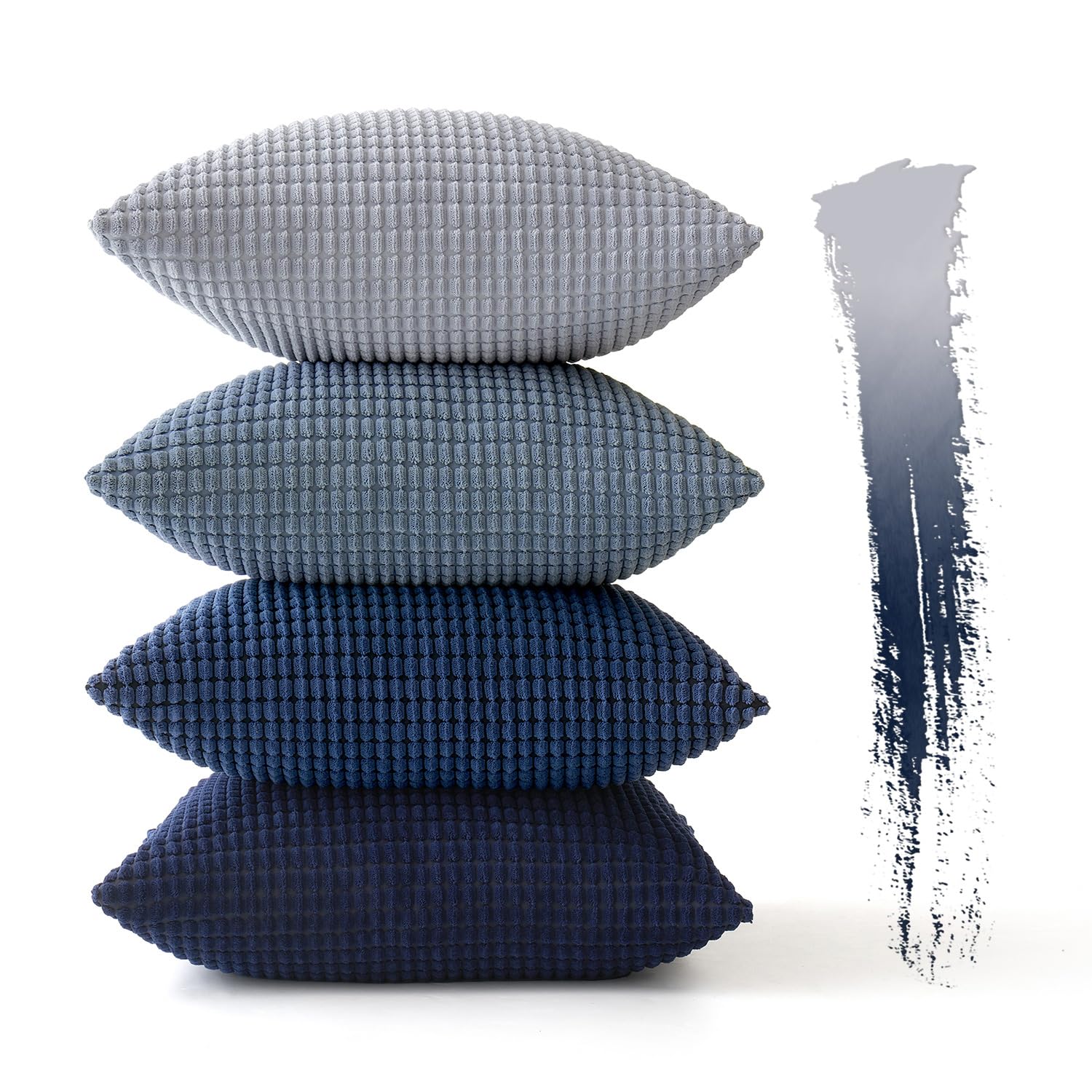 Fundas MIULEE para cojín dormitorio azul corduroy 20x20.