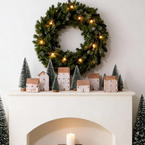 Mokof Conjunto de casas para centro de mesa, estilo rústico y acogedor.