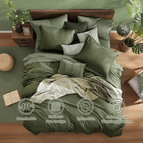 Monbix colcha king-size verde olivo, dos estilos para combinar con tu dormitorio