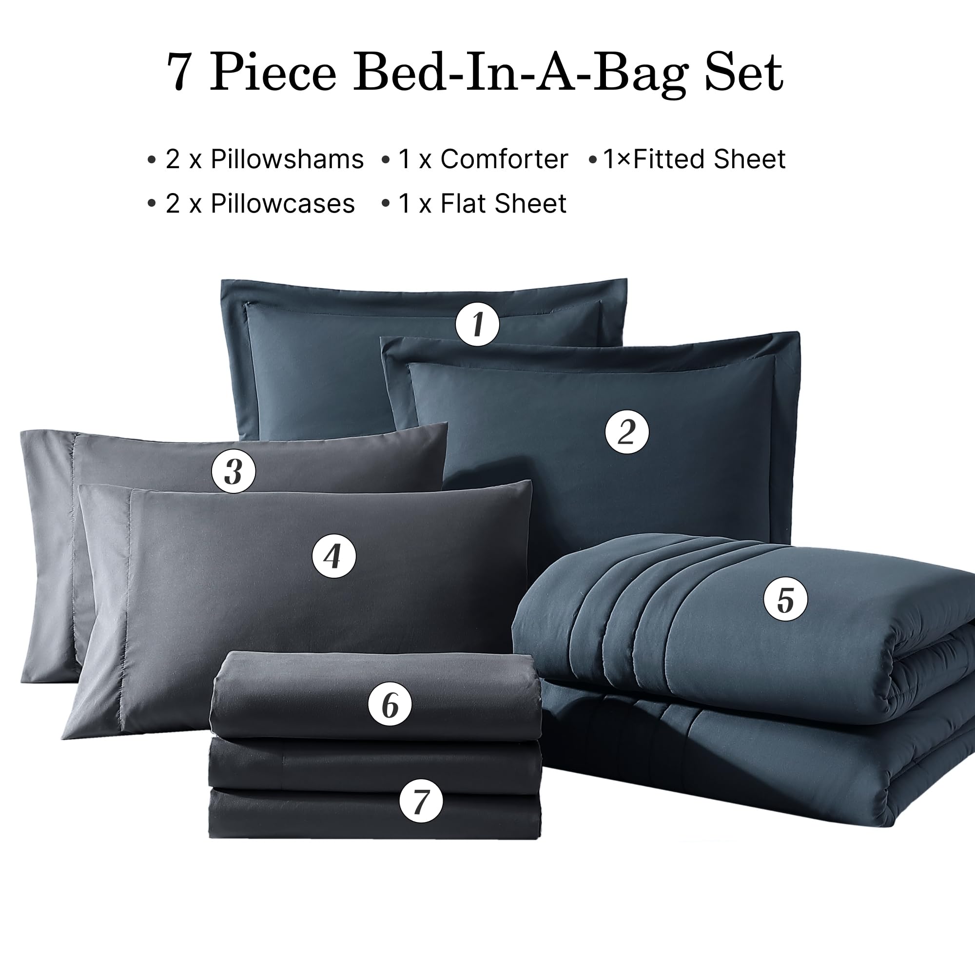 Monbix conjunto cama en bolsa azul gris, práctico y versátil