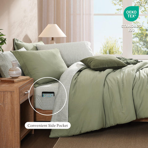 Monbix funda almohada 20x30 verde; acabado coordinado para la habitación