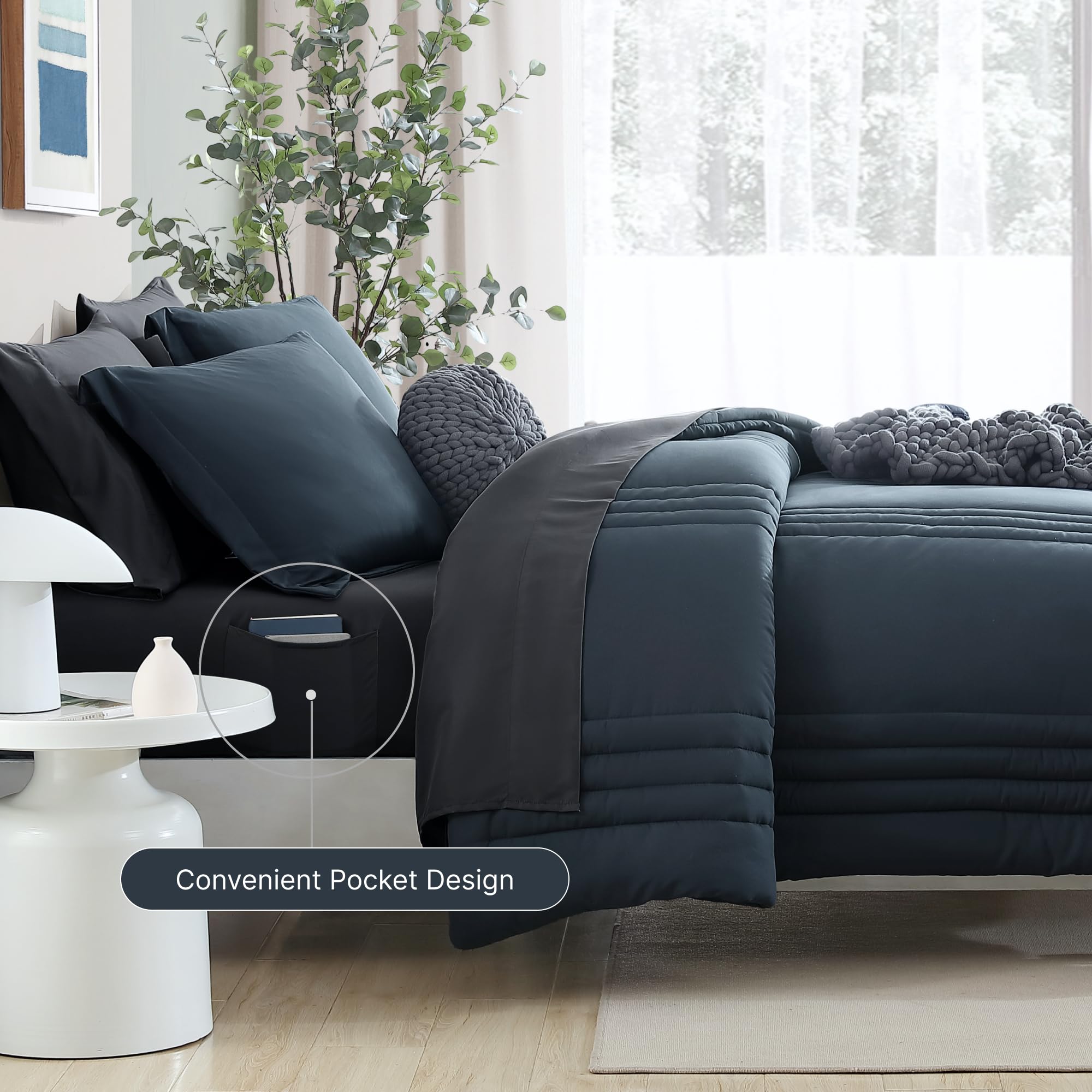 Monbix sábana ajustable 54x75+14 azul gris mantiene la cama firme