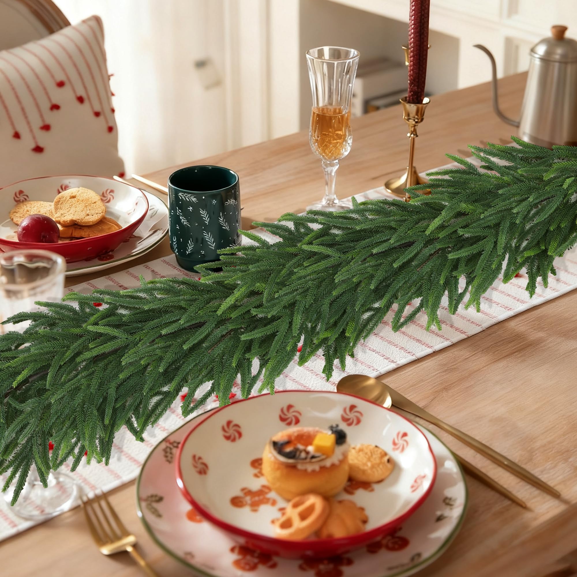 MSMUH guirnalda navidad realista densa 6ft para chimenea elegante