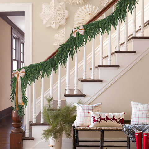 MSMUH guirnalda navidad realista densa 6ft como centro de mesa festivo