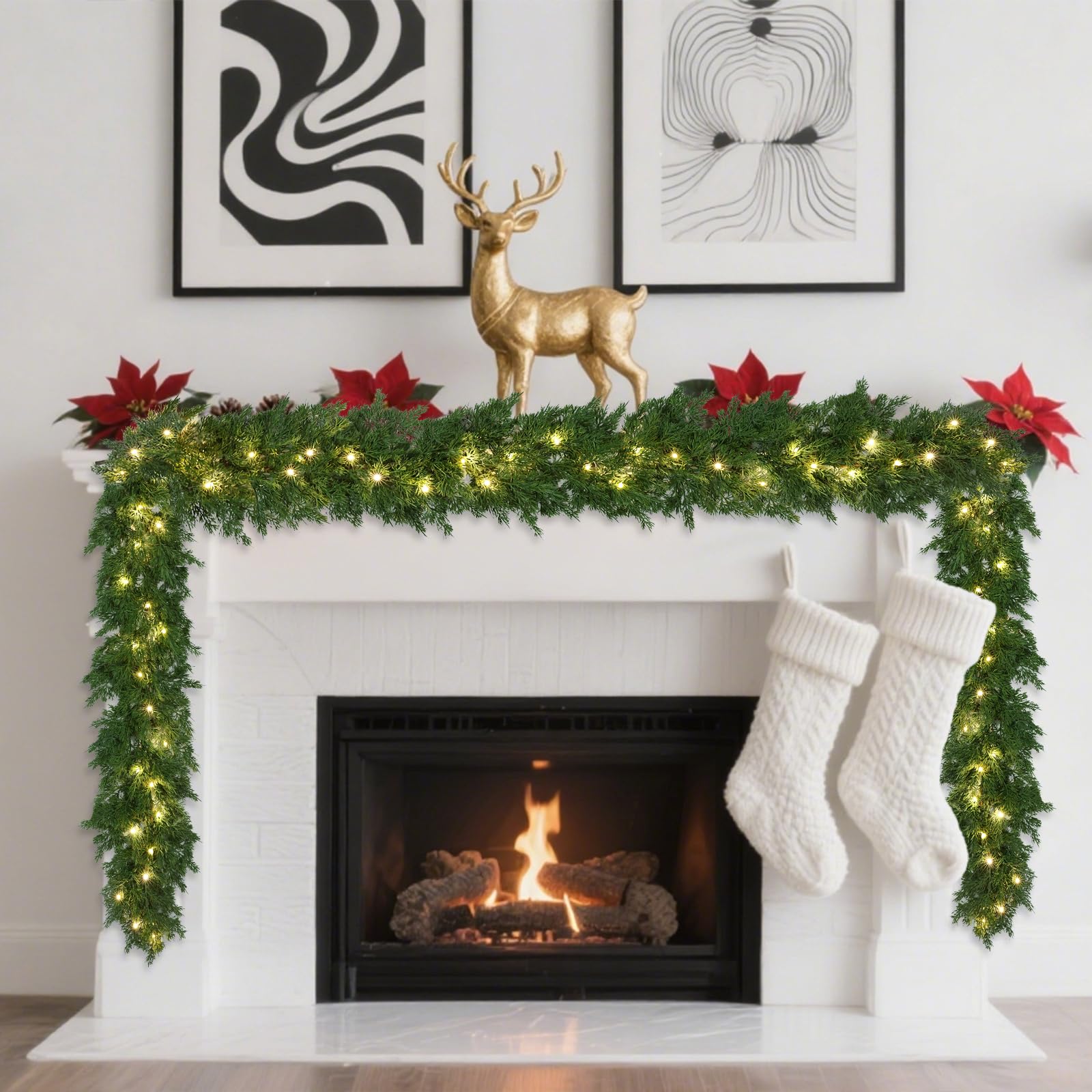 La guirnalda MSMUH preiluminada se adapta a interiores y exteriores.