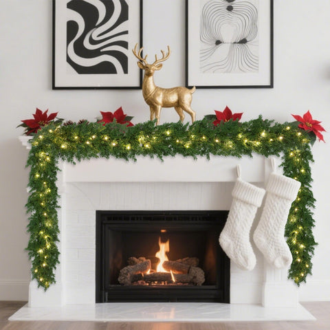 La guirnalda MSMUH preiluminada se adapta a interiores y exteriores.