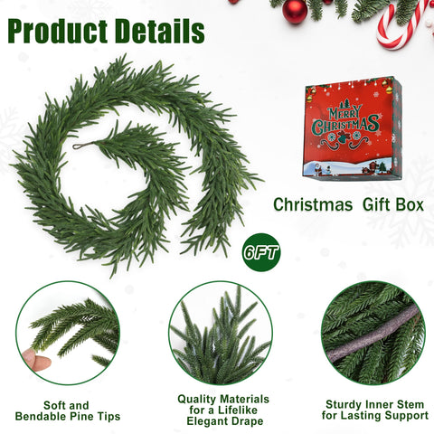 MSMUH guirnalda navidad realista densa 6ft ideal para puerta de entrada