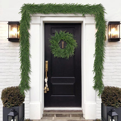 MSMUH guirnalda navidad realista densa 6ft en ventanales brillantes