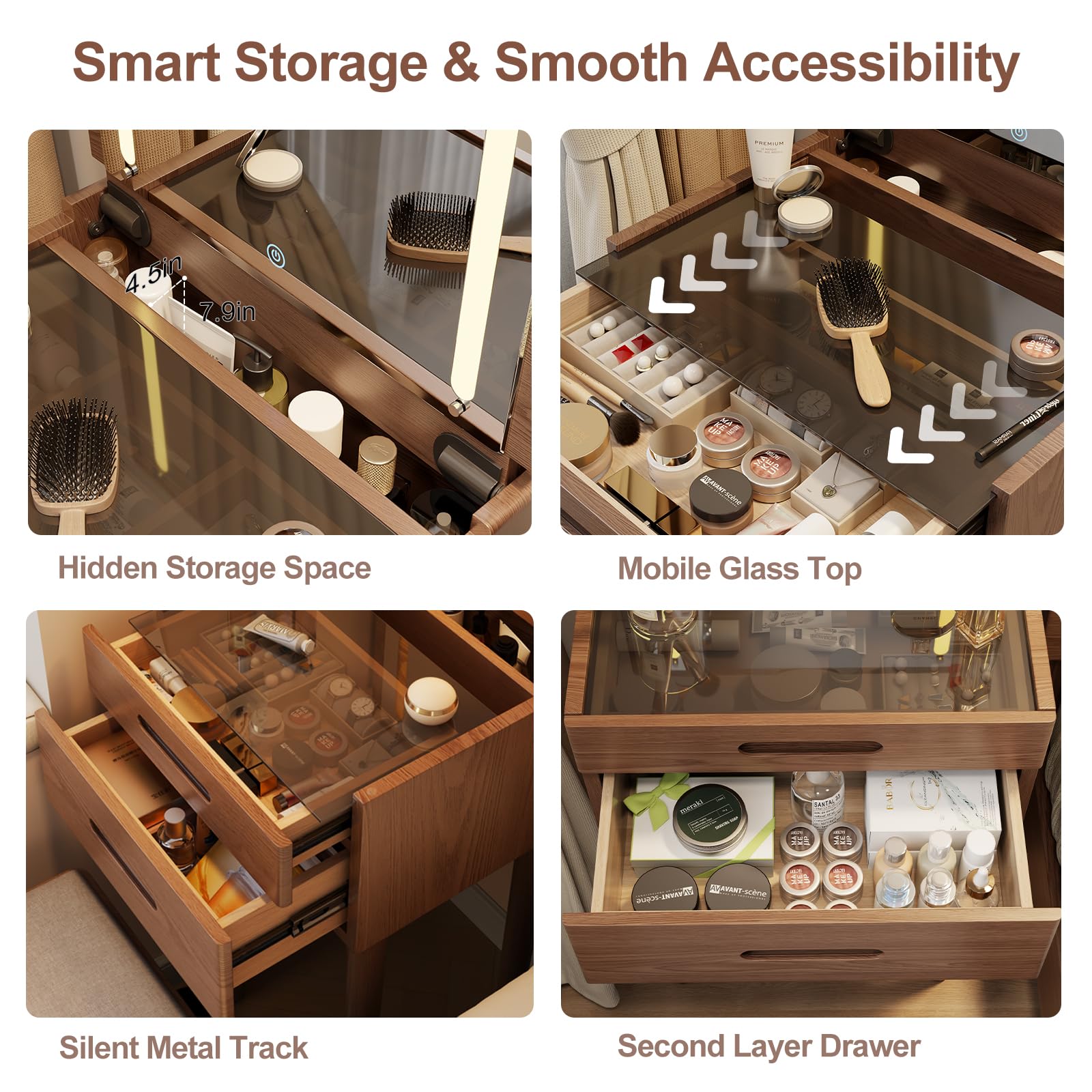 Muwuele iluminación LED ajustable crea ambiente para diferentes rutinas de maquillaje