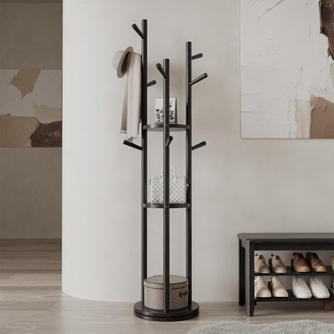 Muwuele perchero giratorio de madera maciza, ahorro de espacio para abrigos y accesorios.