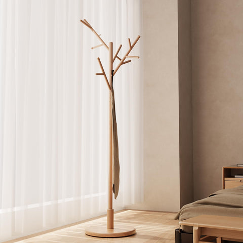 Muwuele perchero con madera natural y 12 ganchos para ordenar prendas