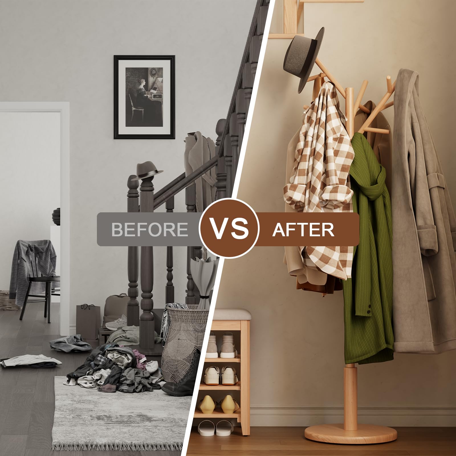 Uso en dormitorio o entrada con perchero independiente Muwuele