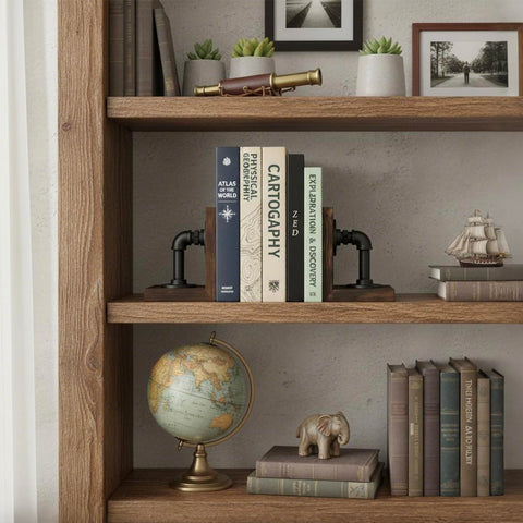 Portallibros MyGift con base en forma de L resistente para libros pesados.