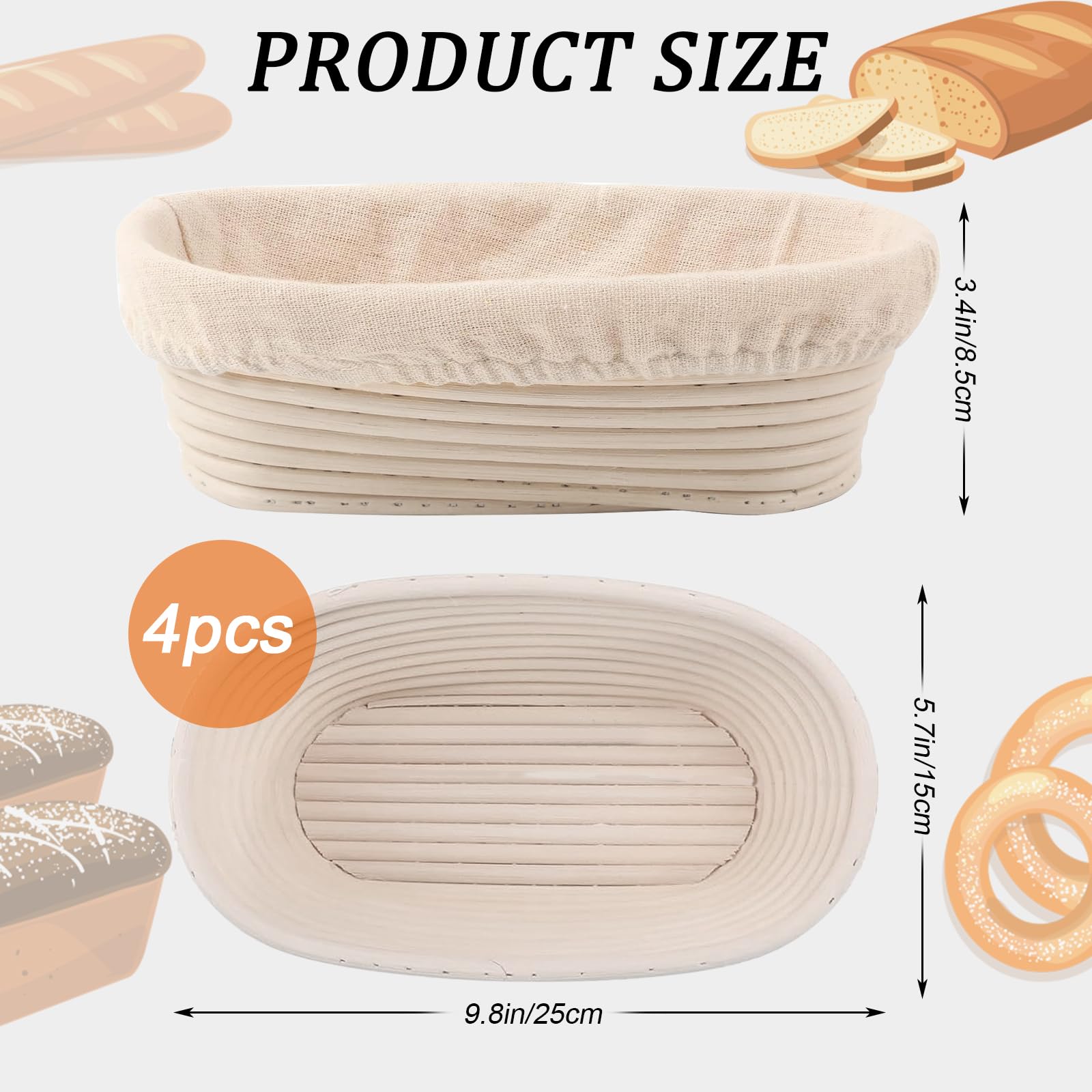 Nalcant cestas ovaladas con forro de lino, fácil desmolde y limpieza