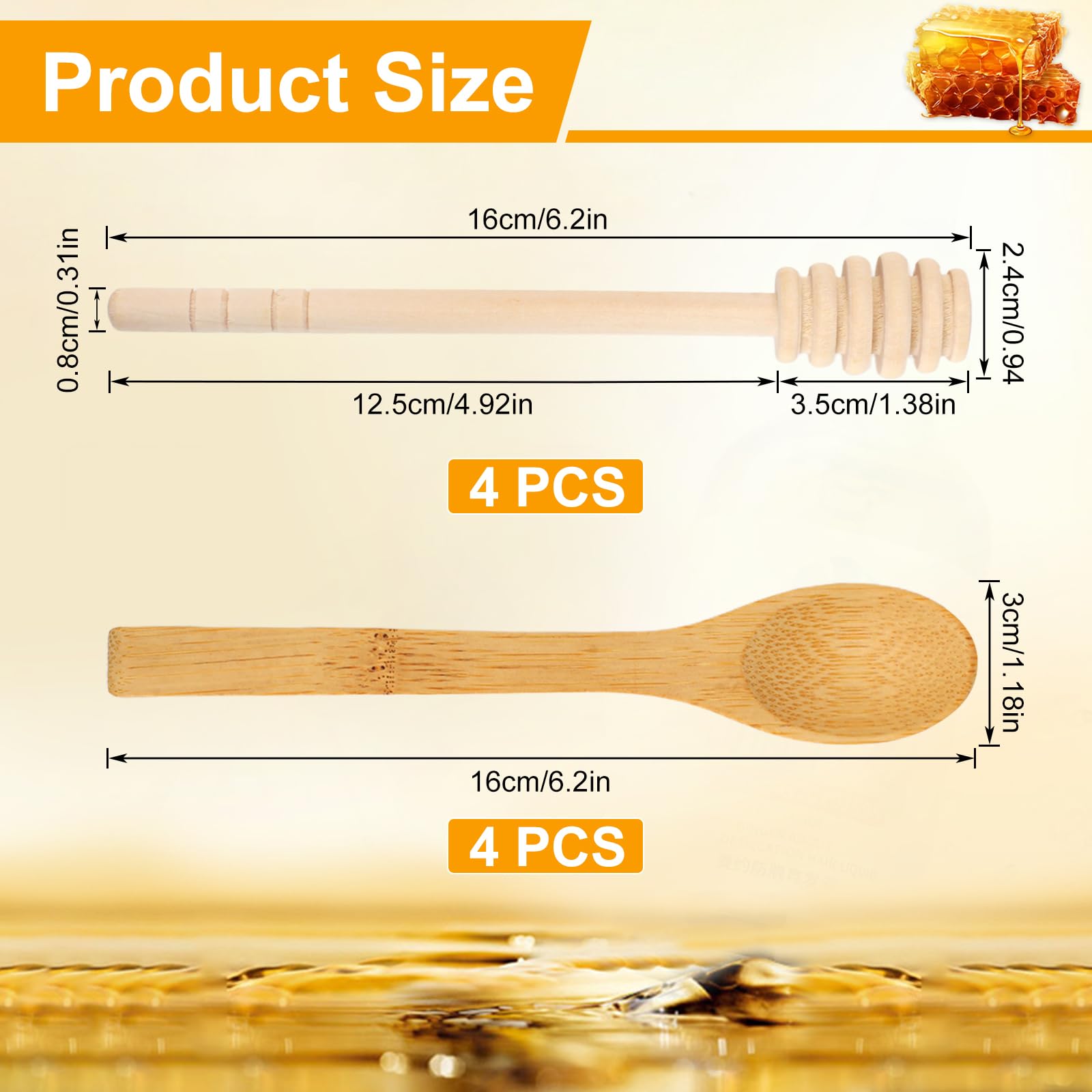 Palito de miel Ninsula de 6 pulgadas para porciones uniformes.