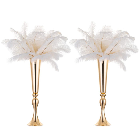 Jarrón trompeta dorado de NUPTIO alto para centros de mesa elegantes.