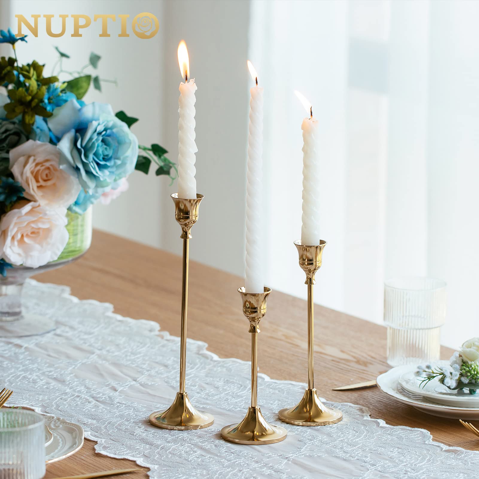 NUPTIO portavelas latón dorado 18,5 cm aporta altura elegante