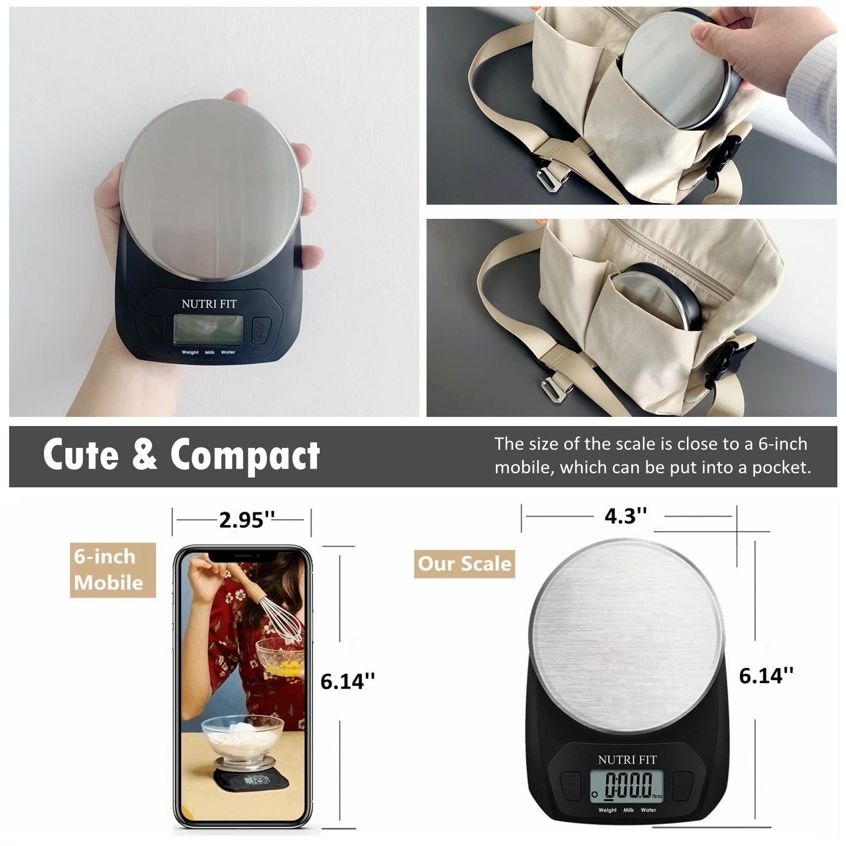 Nutri Fit Escala Digital con tara automática para porciones precisas.