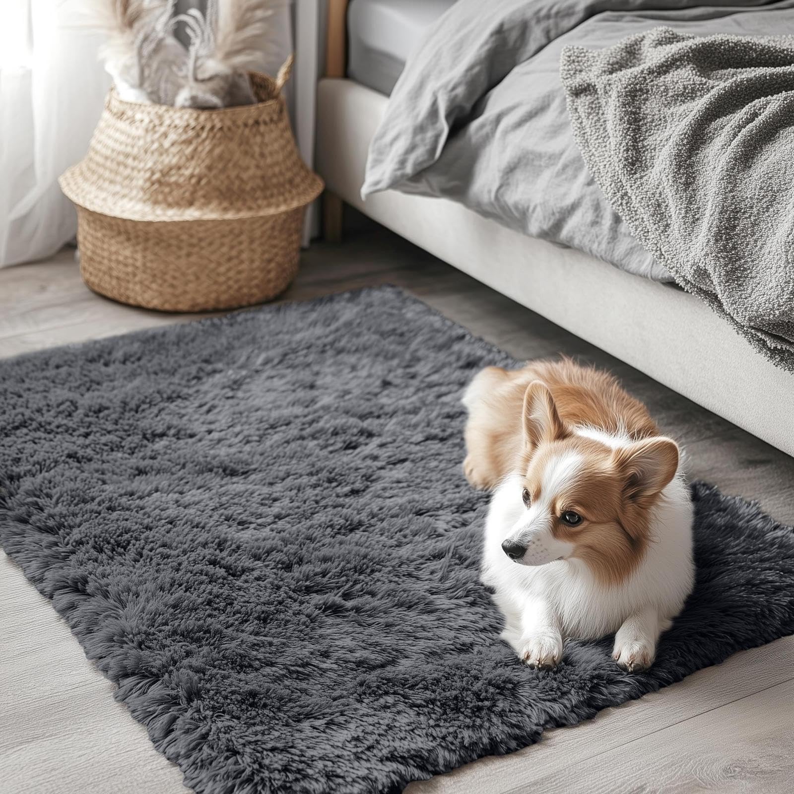 Alfombra OLANLY para dormitorio, comodidad al caminar descalzo.