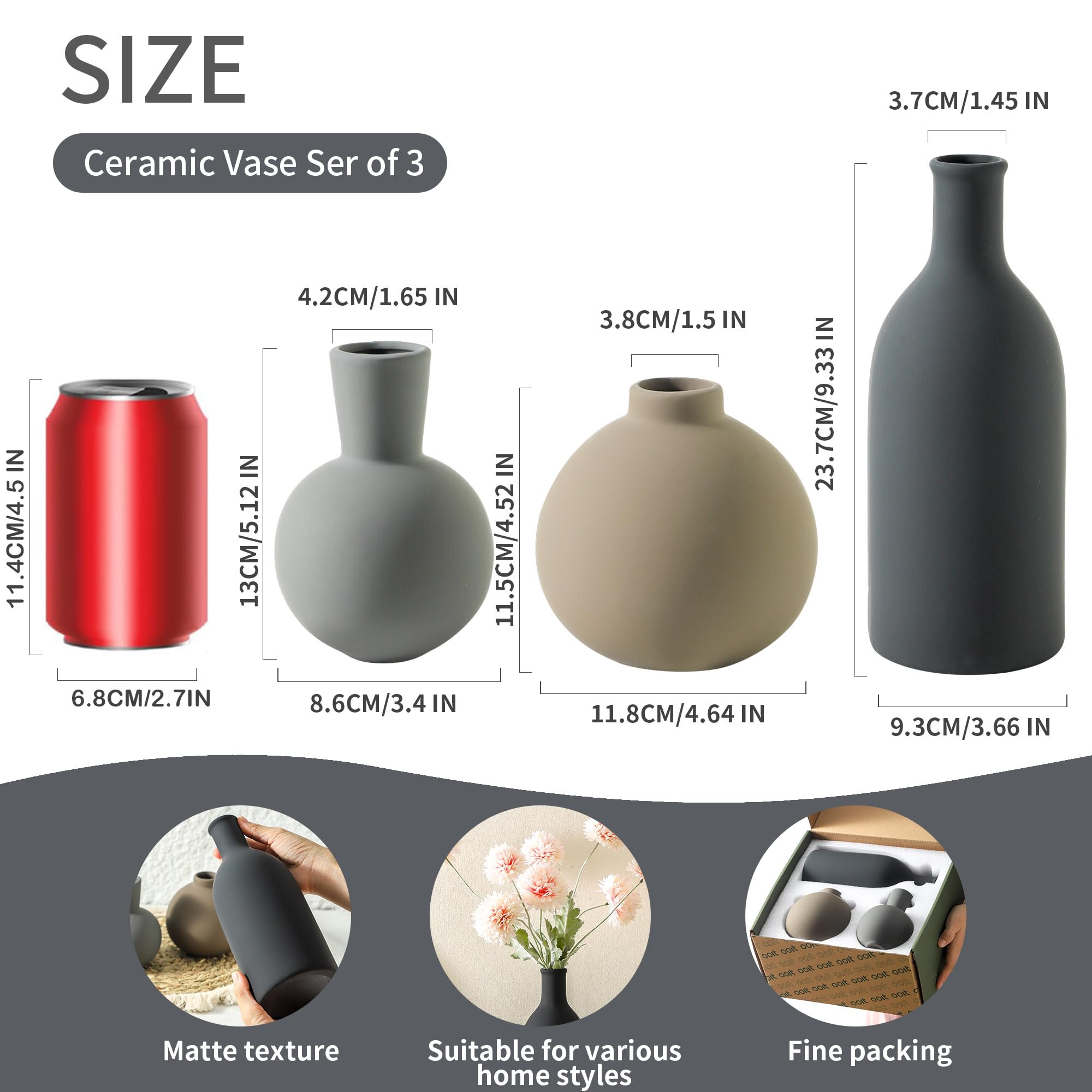 OOIT jarrones cerámicos para salón, combinan con estilos bohemios y modernos