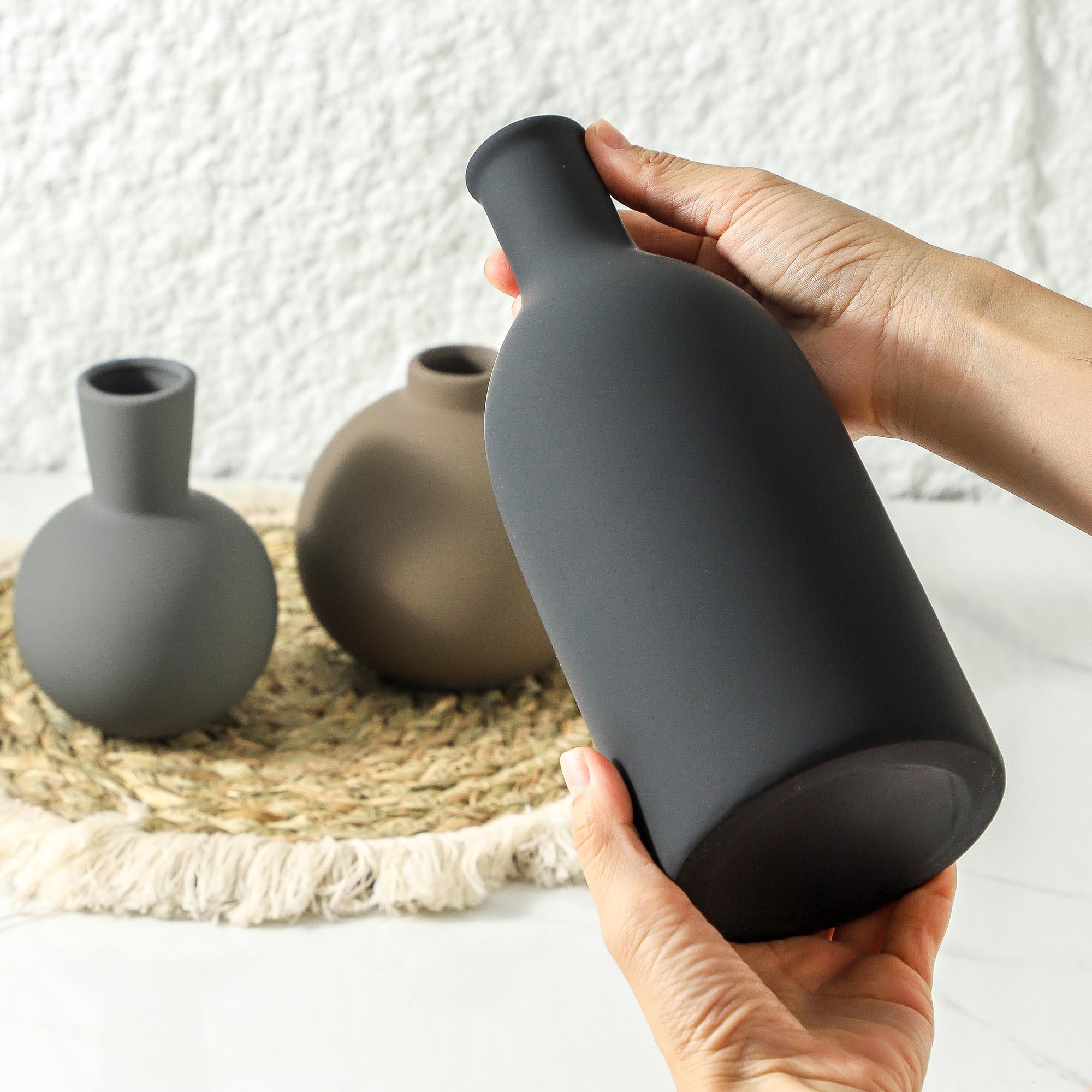 OOIT juego de 3 jarrones, aptos para plantas reales o artificiales