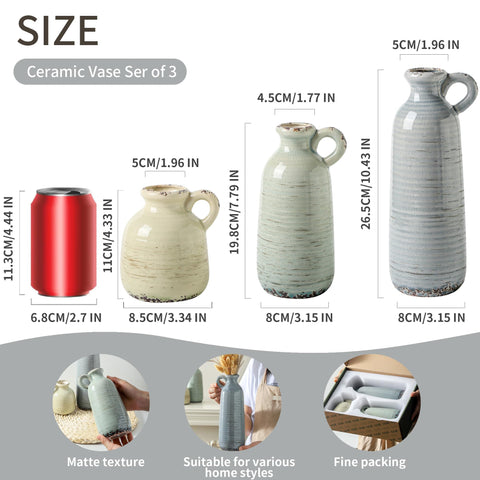 OOIT jarrón cerámico alto con asa, ideal para plantas.