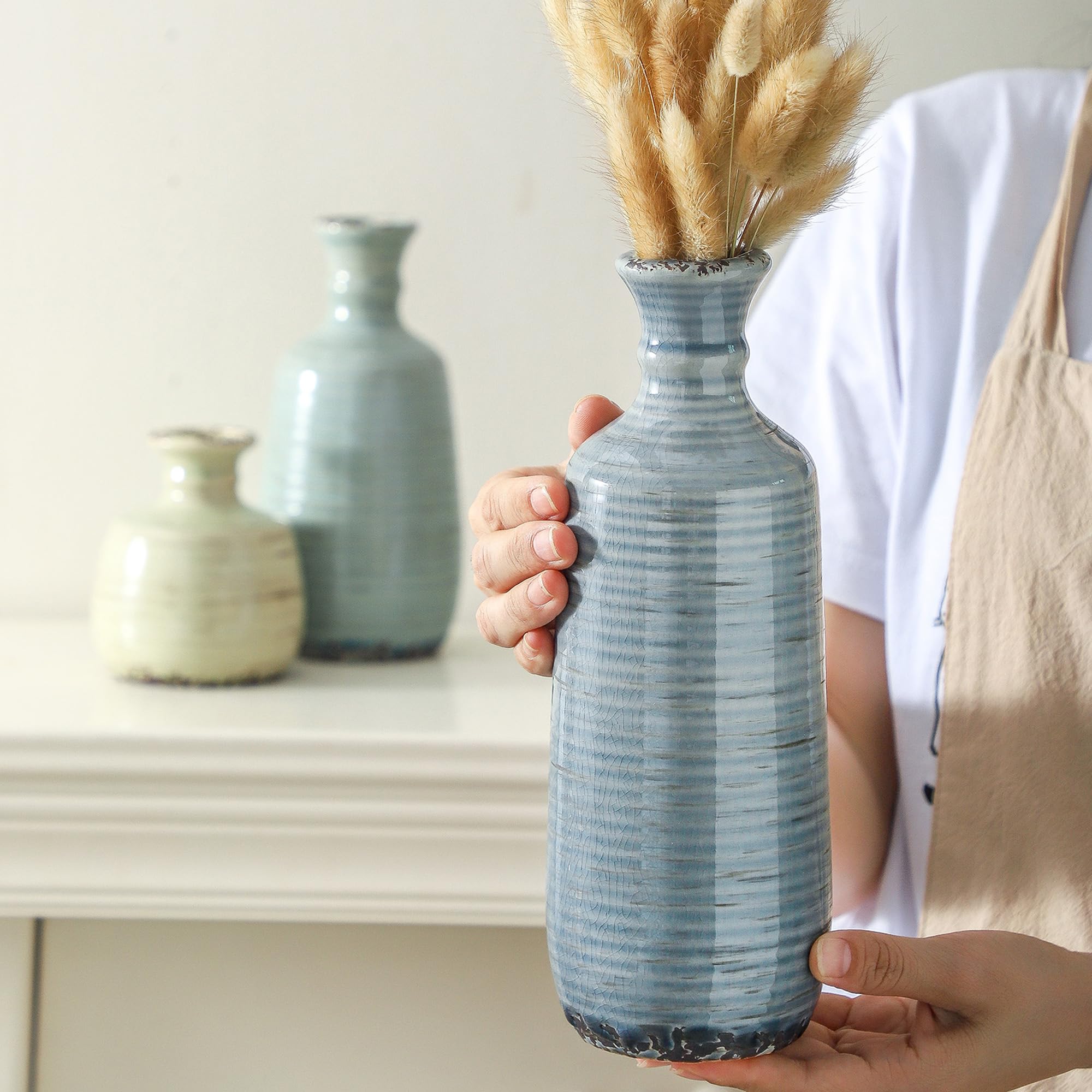 ooit jarron ceramico conjunto 3 altos, transforma esquinas en puntos focales