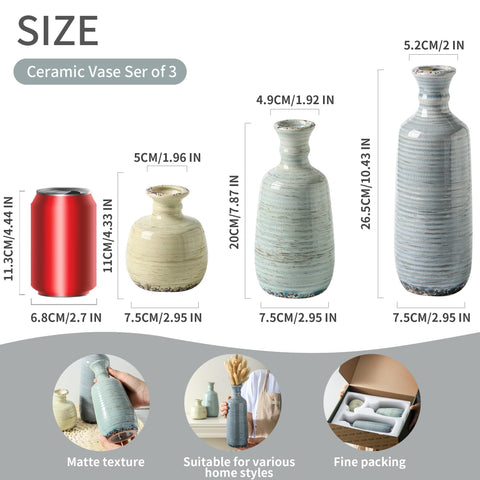 ooit jarron ceramico conjunto 3 detalle textura, añade calidez artesanal