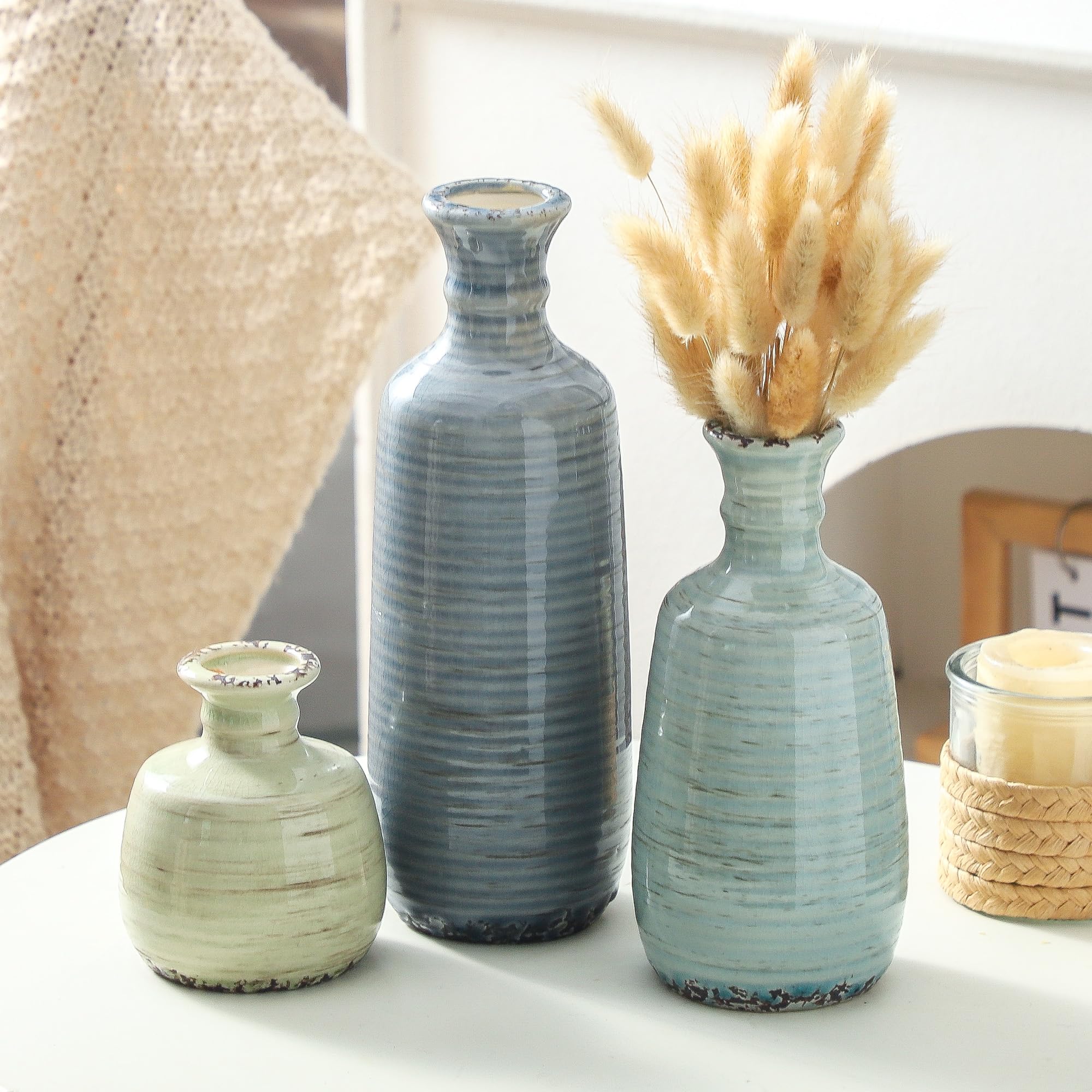 ooit jarron ceramico conjunto 3 en mantel, realza mesas de comedor con estilo