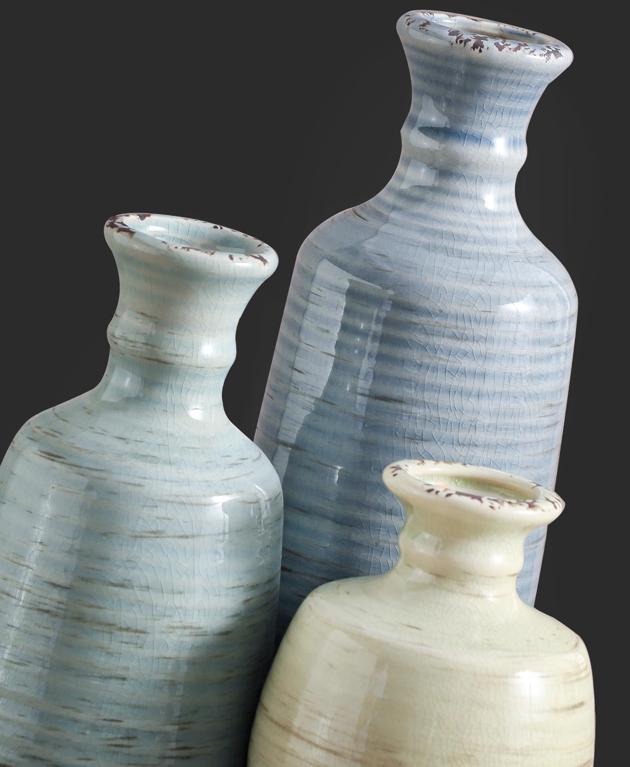 ooit jarron ceramico conjunto 3 medianos, perfecta armonía para bibliotecas y salones