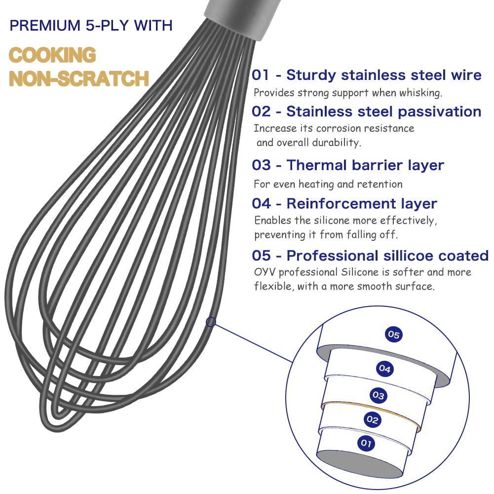 OYV batidor resistente al calor hasta 450°F para salsas y masas.