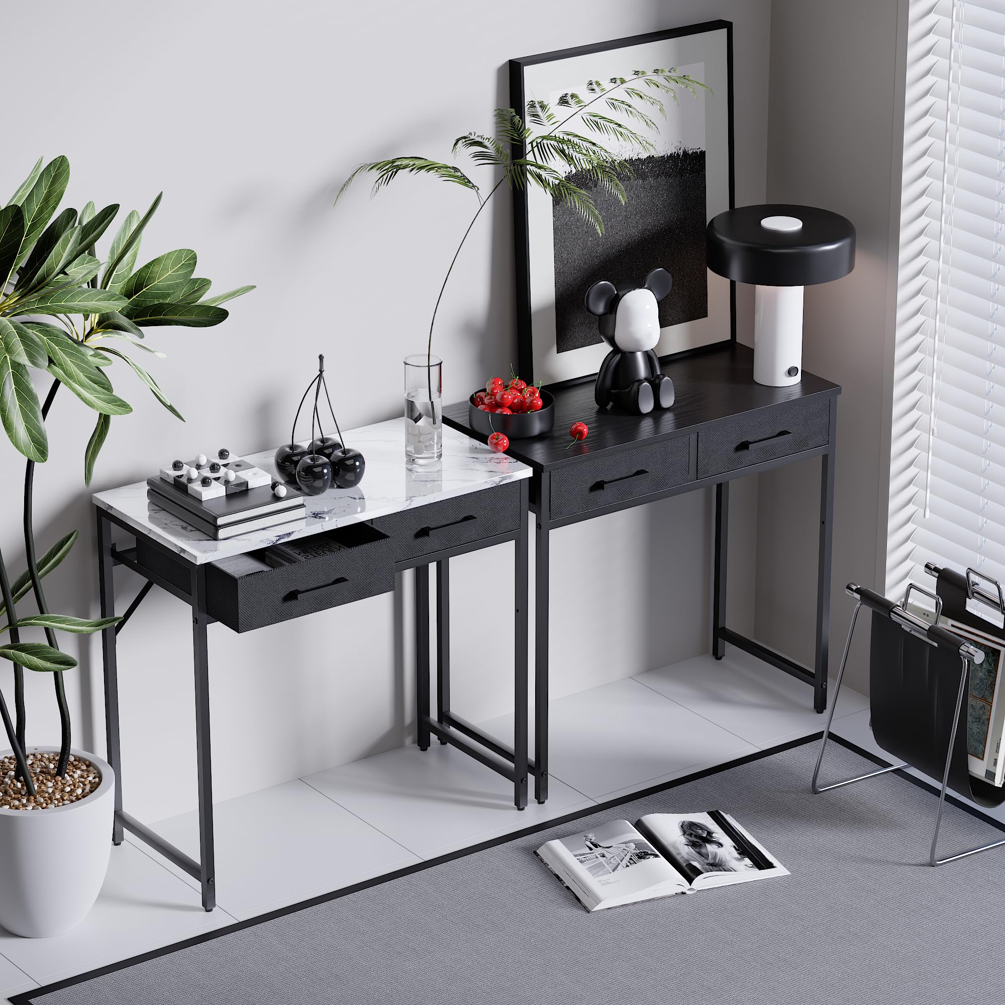 Pamray Escritorio compacto, estructura resistente, duradero para estudio en casa.