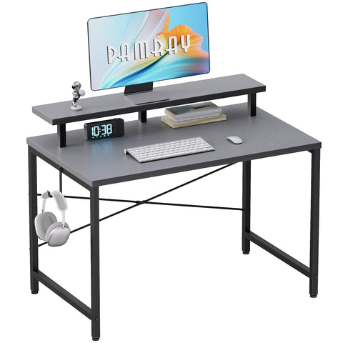 Pamray Escritorio pequeño 32 pulgadas con monitor para mejorar la ergonomía y la organización.
