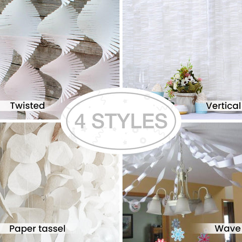 PartyWoo papel crepé blanco espiral, decoración versátil para eventos