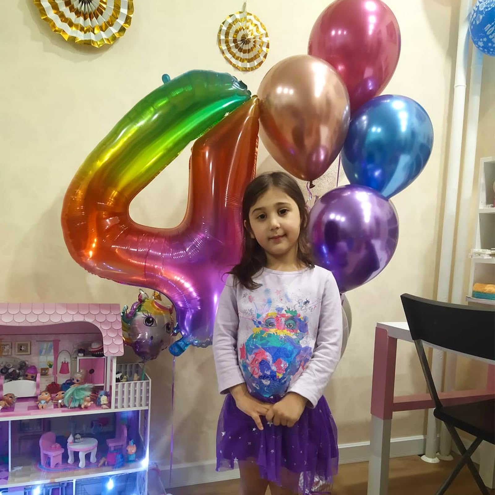 PatiCool globo 4 arcoíris, uso versátil para eventos y aniversarios.