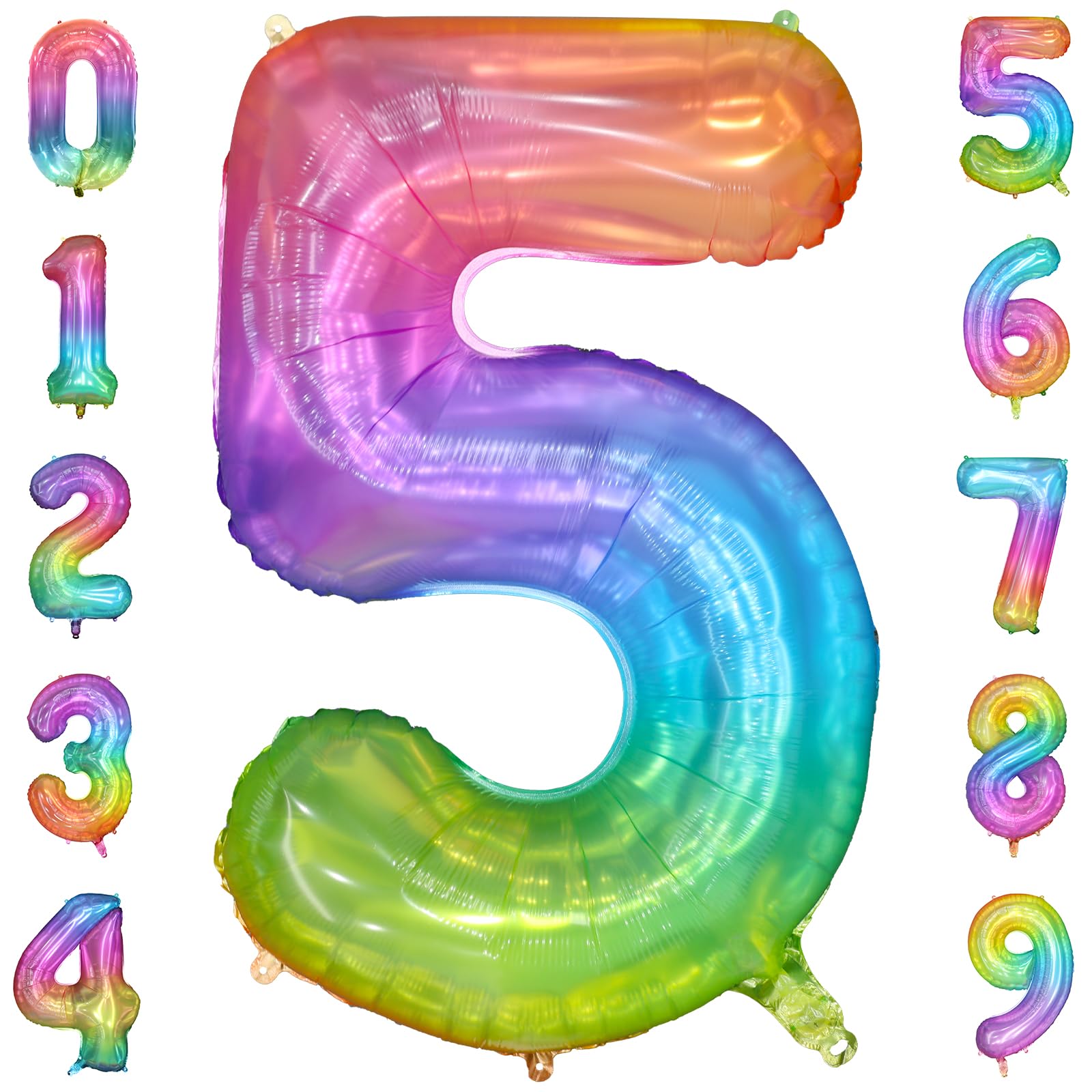 Balón PatiCool número 5 arcoíris de 40 pulgadas para fiestas coloridas.