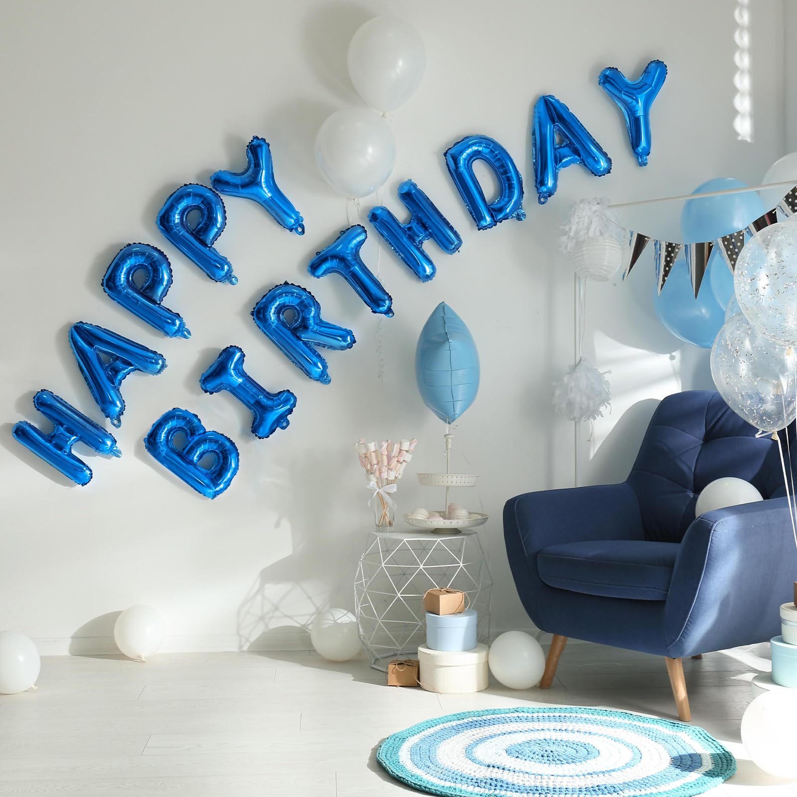 Globos de lámina metalizada azul de PatiCool para fiestas.