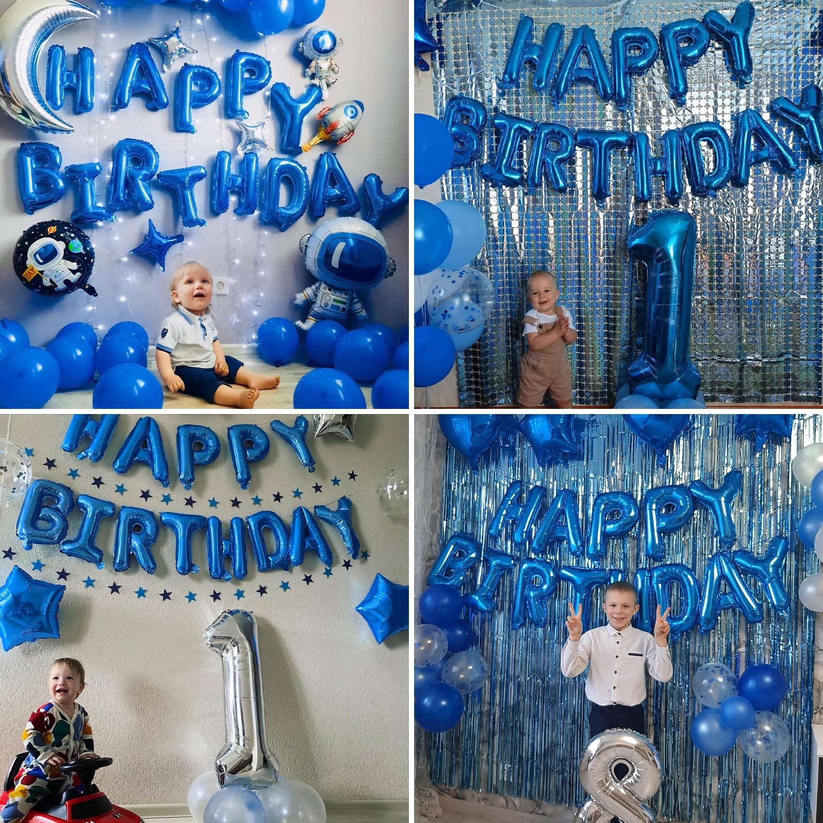 Conjunto de decoración azul de PatiCool para fiestas familiares.