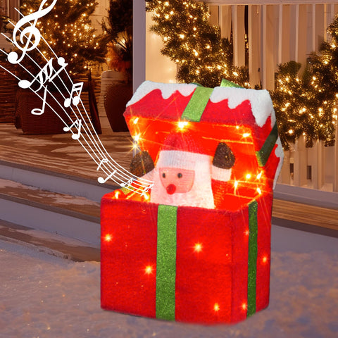 PEIDUO Caja-regalo-navidad-iluminada: centro cálido para la entrada