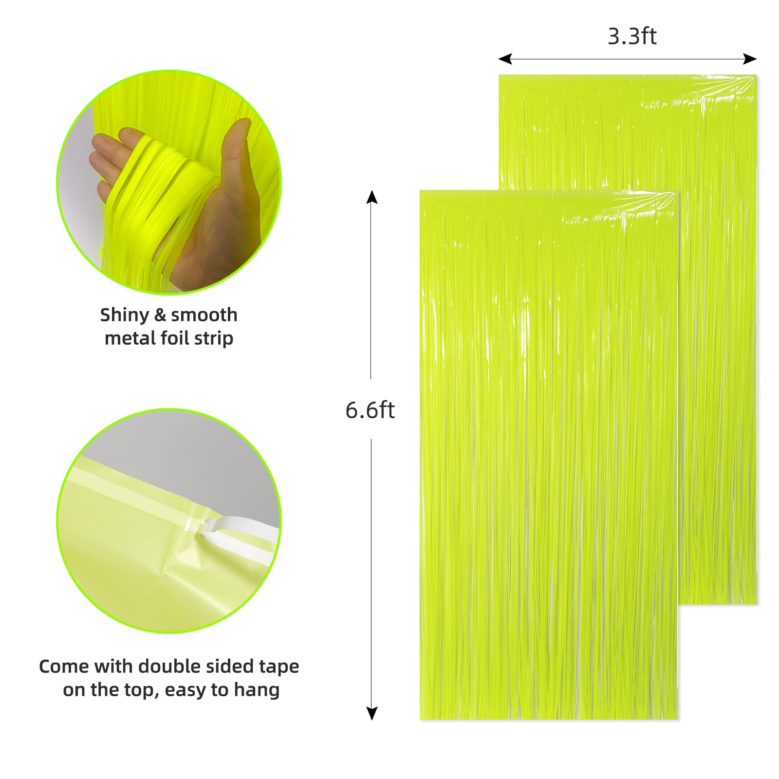 Cortinas flecos neon metalizadas para fiestas con luz UV