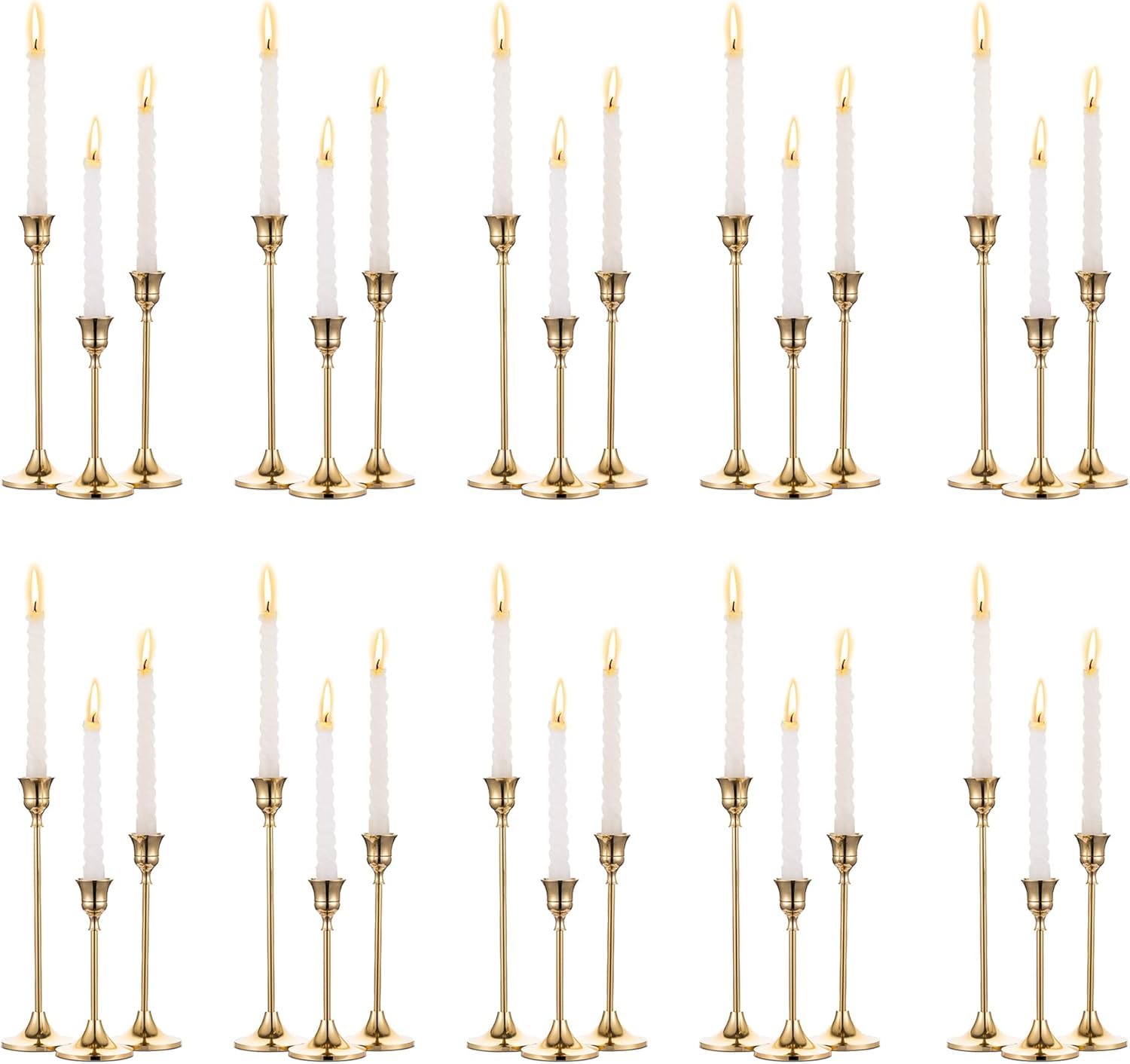 Portavelas dorados, conjunto de 30 piezas para centro de mesa elegante