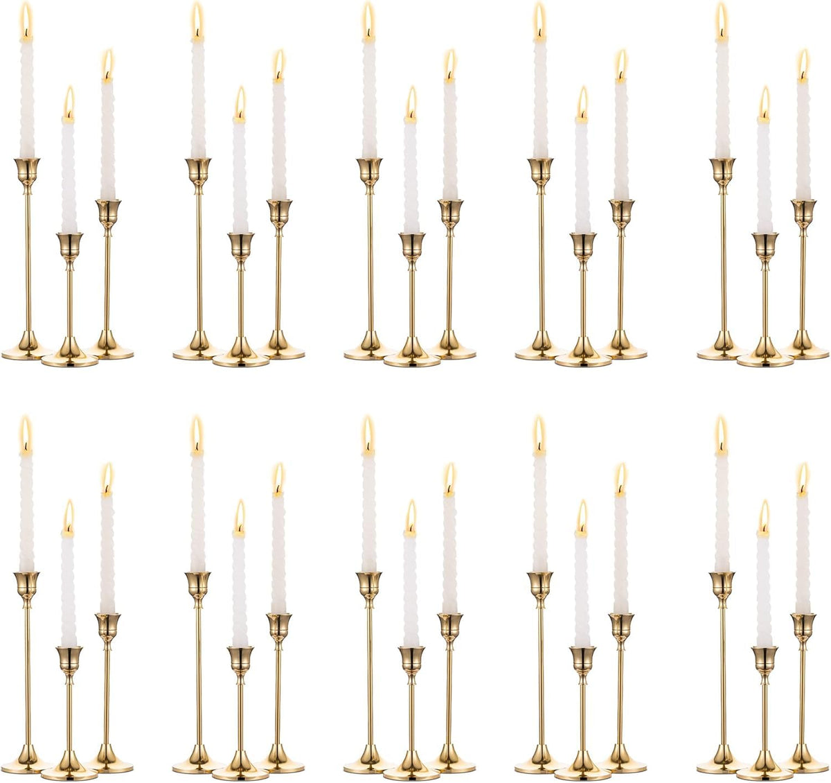 Portavelas dorados, conjunto de 30 piezas para centro de mesa elegante