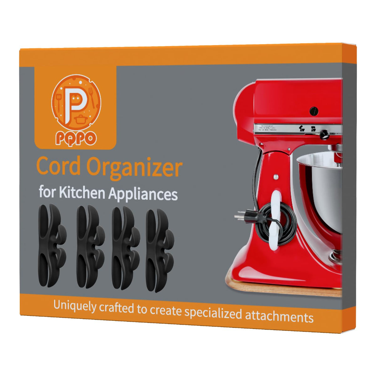 PQPO organizador de cables para cocina, pack de 4, encimera ordenada y sin enredos.